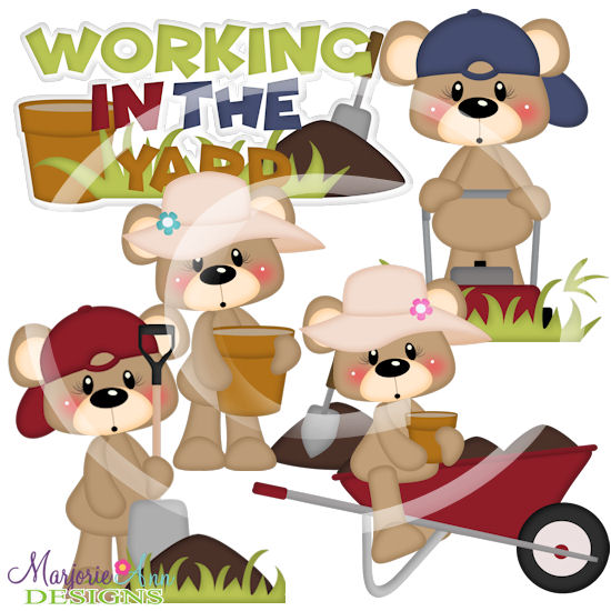 Franklin & Frannie Working In The Yard SVG Cutting Files+Clipart - Click Image to Close